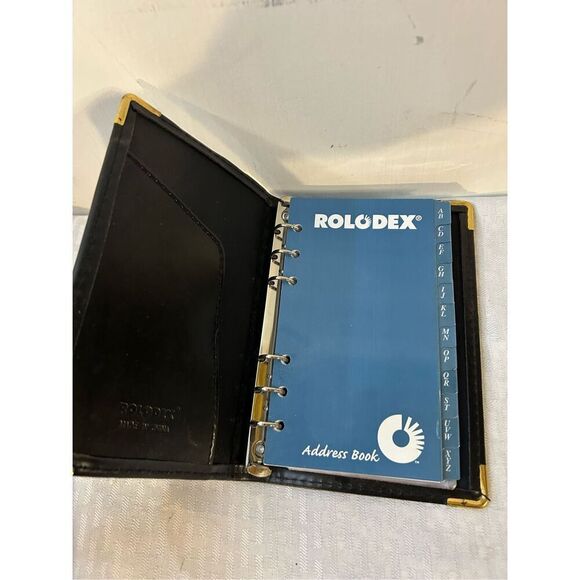 Rolodex black leather address card holder 5"x7.5" - Picture 2 of 7